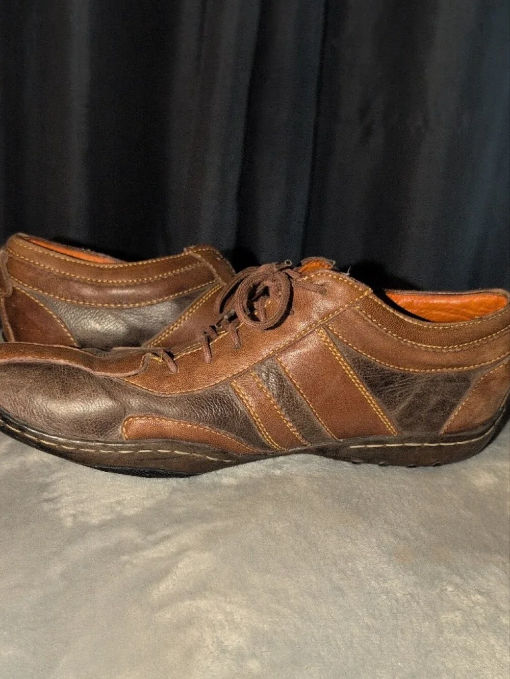 Born Men's Brown Leather Lace-Up Slip-On Loafers
